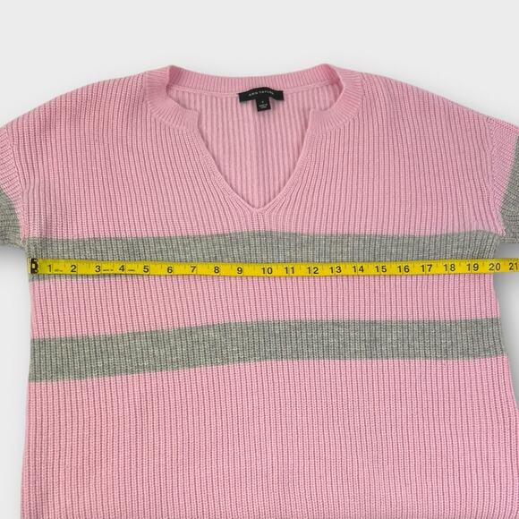 Ann Taylor Striped Balloon Sleeve Knit V-Neck Sweater Size Small - Picture 4 of 6